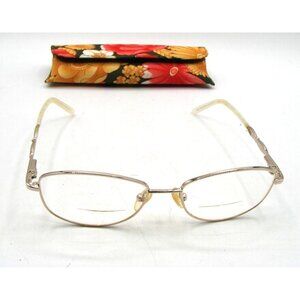 Katelyn Laurene Womens YGold Eyeglass Frames MOP Insets KL6781 w/ Case 52-16-135
